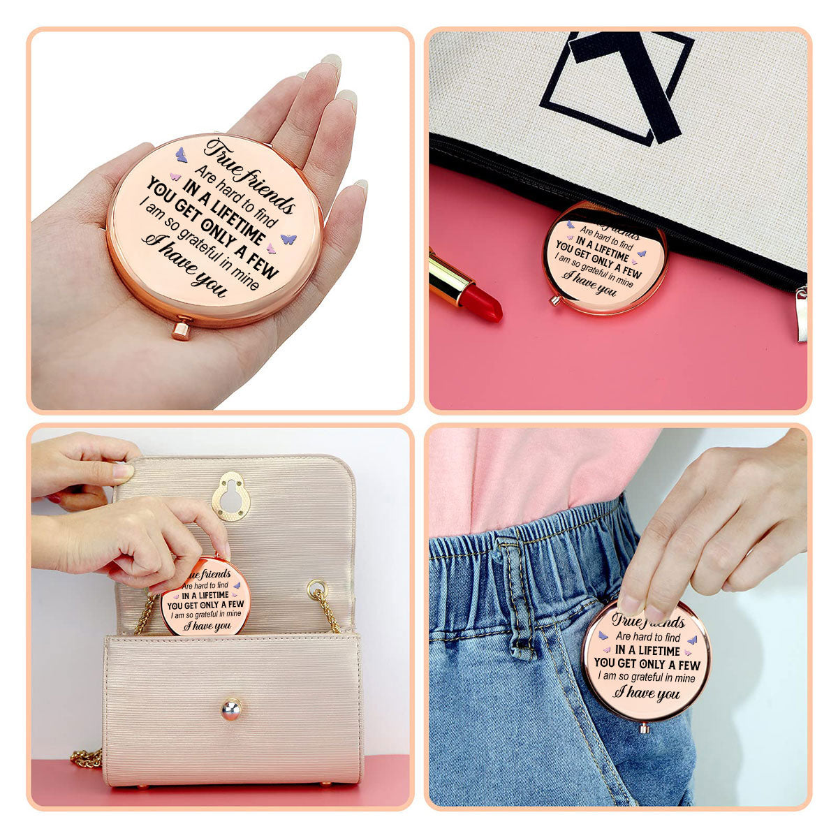 True Friends - Personalized Compact Mirror