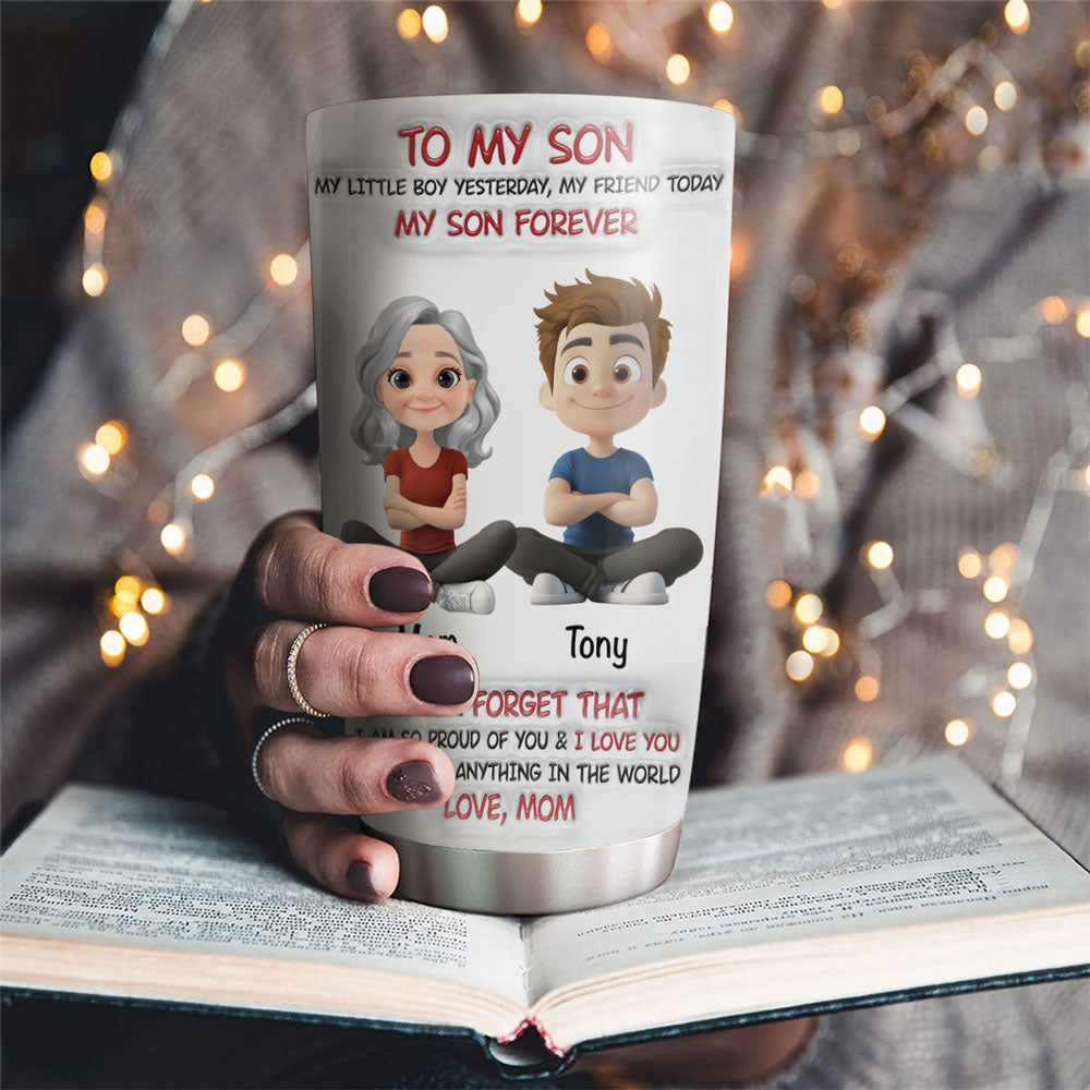 Custom Christmas Birthday Gifts For Son • Mommy And Son Forever - Personalized 3D Inflated Effect Tumbler