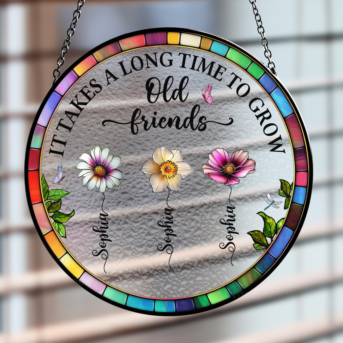 Custom Best Friend Hanging Decor, Friendship Birthday Gifts • It Takes A Long Time - Personalized Window Hanging Suncatcher
