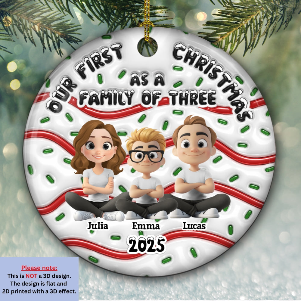 Custom Keepsake Christmas Ornament •  Family Cake - Personalized 3D Inflated Effect Ceramic Ornament