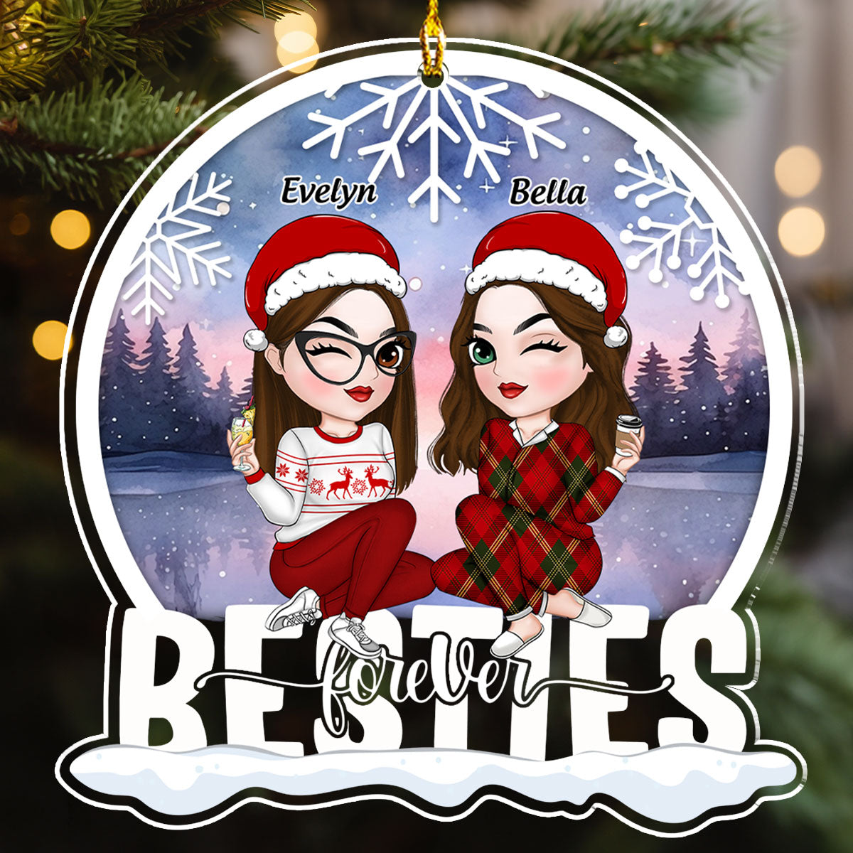 Custom Family Ornament, Christmas Gift for Family Members •  Bestie Love Is Forever - Personalized Acrylic Ornament