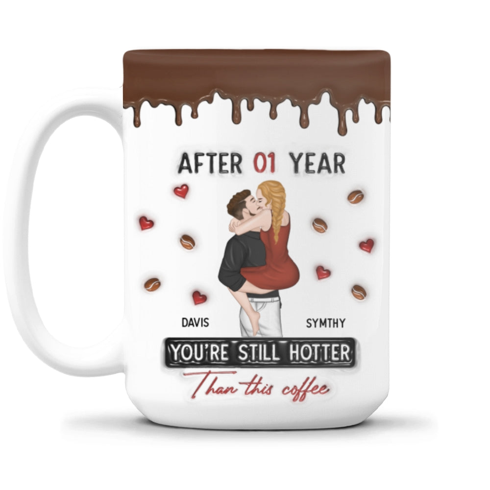 Custom Anniversary Keepsake Gifts For Couple • Hotter Than Coffee - Personalized 3D Inflated Effect Mug