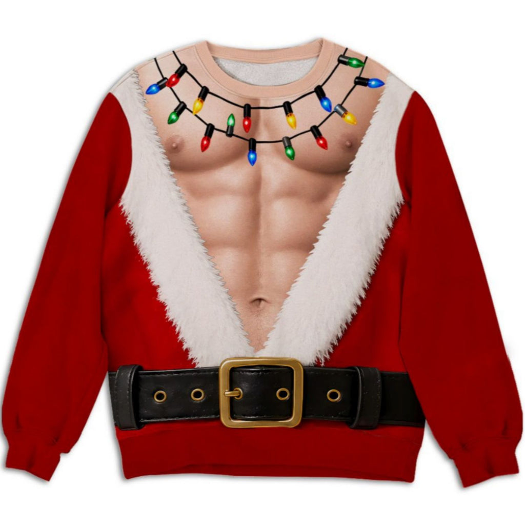 Custom Funny Ugly Sweatshirt, Couple Christmas Gift • Santa Never Looked This Good - Personalized All-Over-Print Sweatshirt