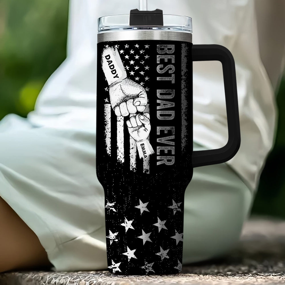 Custom Father's Day Birthday Gifts For Dad • Best Dad - Personalized Engraved 40oz Tumbler With Handle