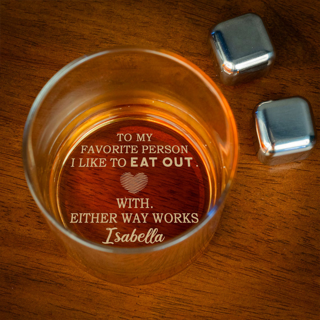 Custom Christmas Anniversary Birthday Drinkware Gifts for Husband • Love Served Hot And Wet - Personalized Engraved Whiskey Glass