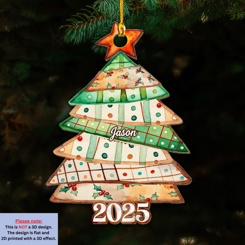 Custom Family Ornament, Christmas Gift for Family Members •  Family Is Like A Patchwork Quilt - Personalized Wood Ornament