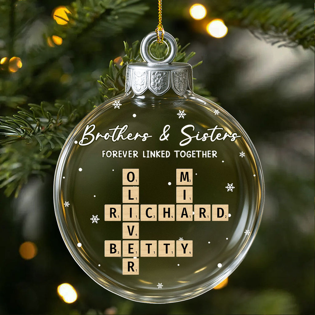 Custom Brothers & Sisters Christmas Ornament •  Family Roots Keep Us Close - Personalized 3D Effect Acrylic Ornament