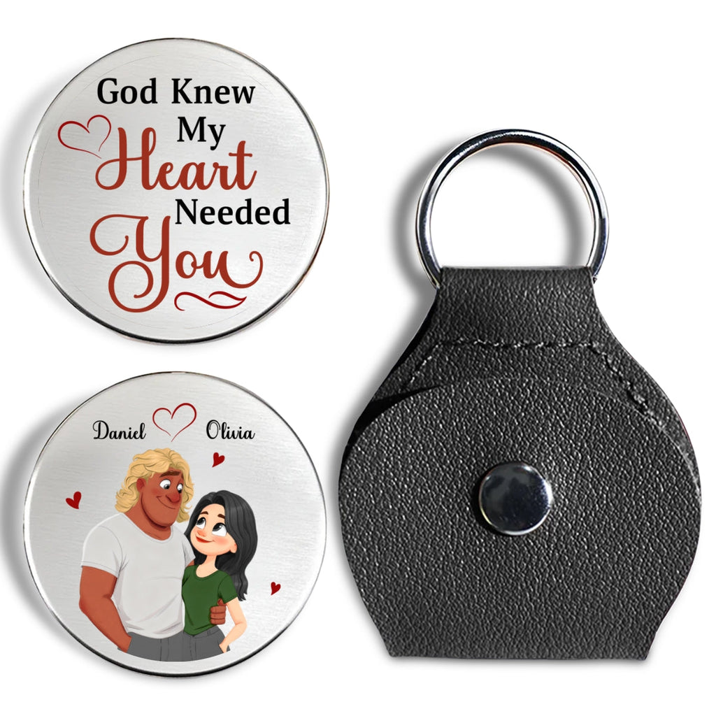 Custom Coin Keychain for Husband, Couple Anniversary Valentine's Day Gifts • My Heart Needs You - Personalized Pocket Hug