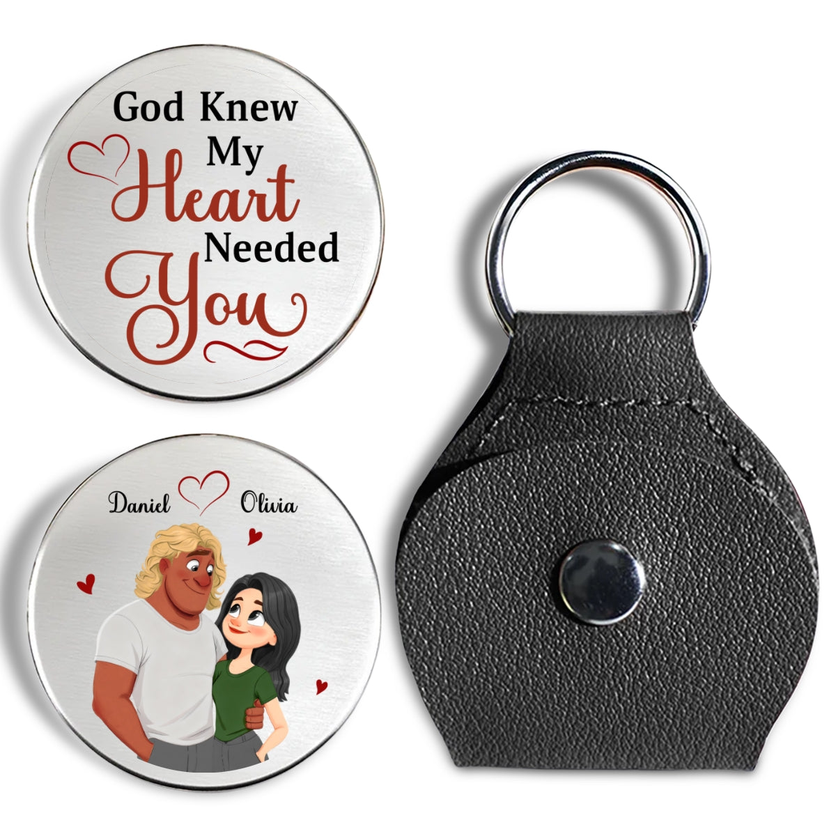 Custom Coin Keychain for Husband, Couple Anniversary Valentine's Day Gifts • My Heart Needs You - Personalized Pocket Hug