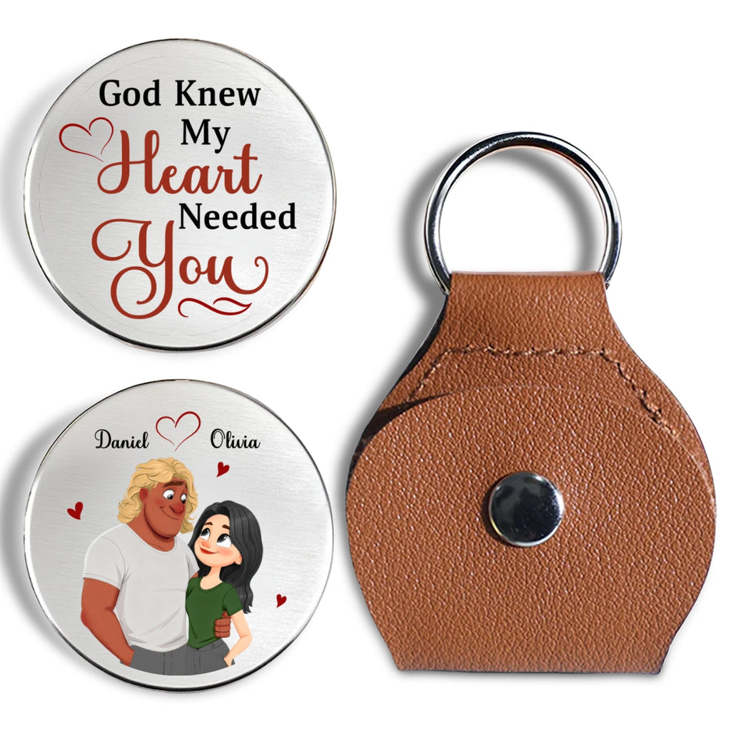 Custom Coin Keychain for Husband, Couple Anniversary Valentine's Day Gifts • My Heart Needs You - Personalized Pocket Hug