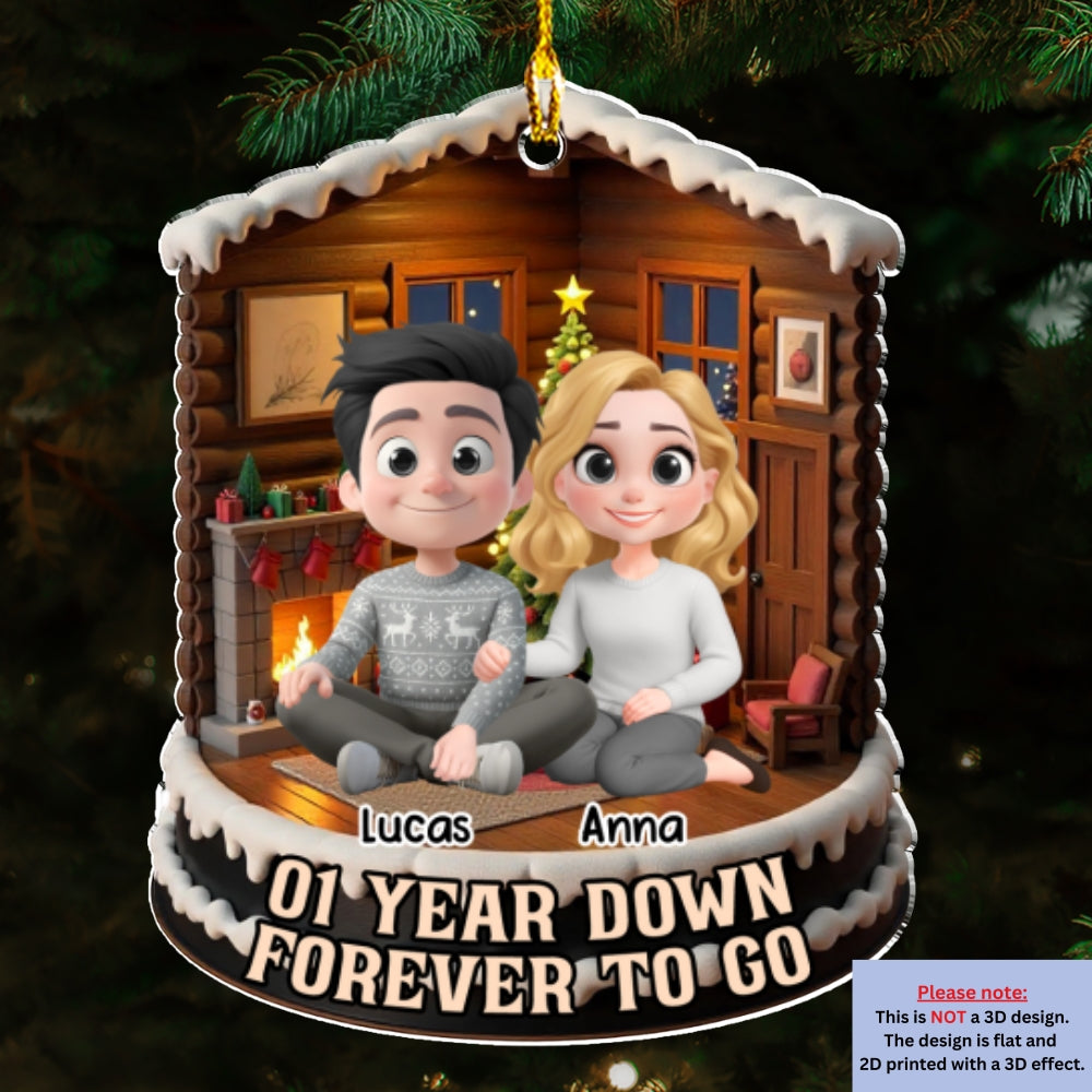 Custom Couple Christmas Ornament, Anniversary Gift •  50 Years Down Forever To Go - Personalized Acrylic Ornament