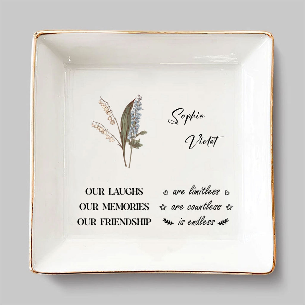 Custom Bestie Trinket Dish, Birthday Christmas Gift For Best Friend • Sweet Friendship 2024 - Personalized Jewelry Dish