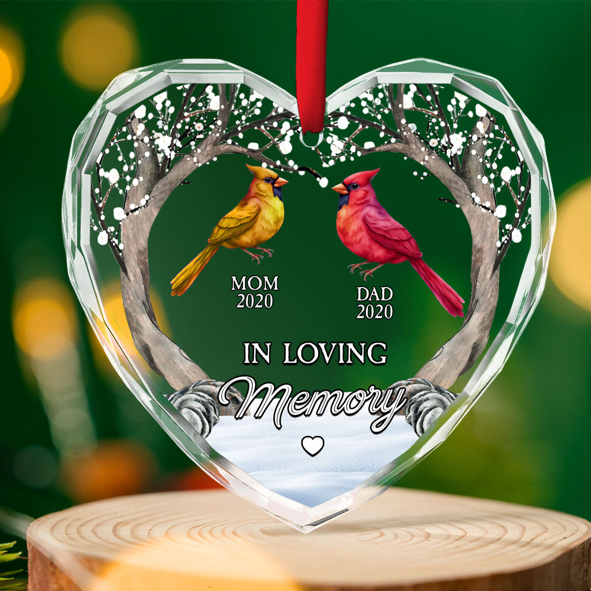 Custom Memorial Christmas Ornament, Sympathy Keepsake •  Beside You Forever - Personalized Glass Ornament