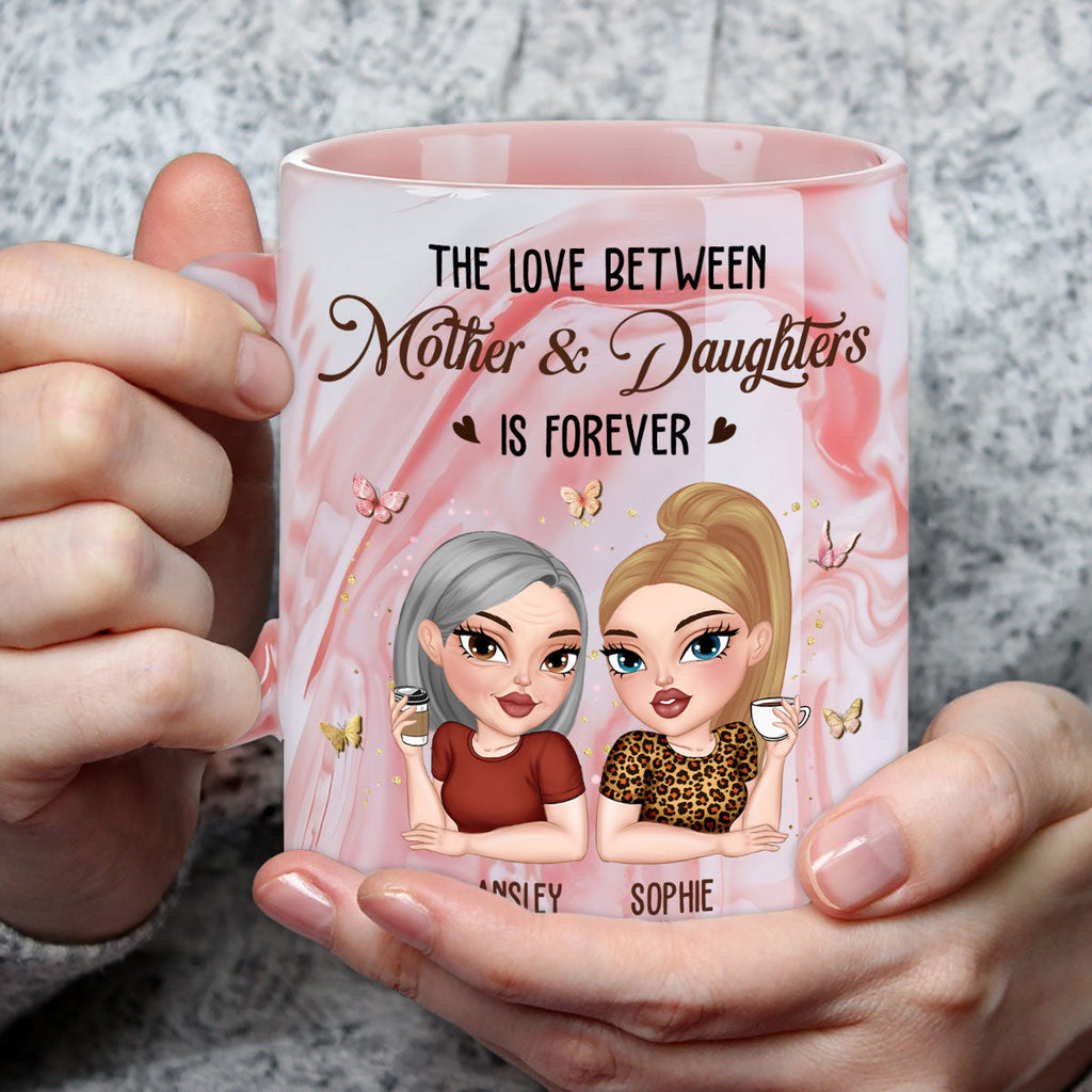 Custom Mother's Day Gift for Mom & Grandma • Love Last Forever - Personalized Pink Marble Mug