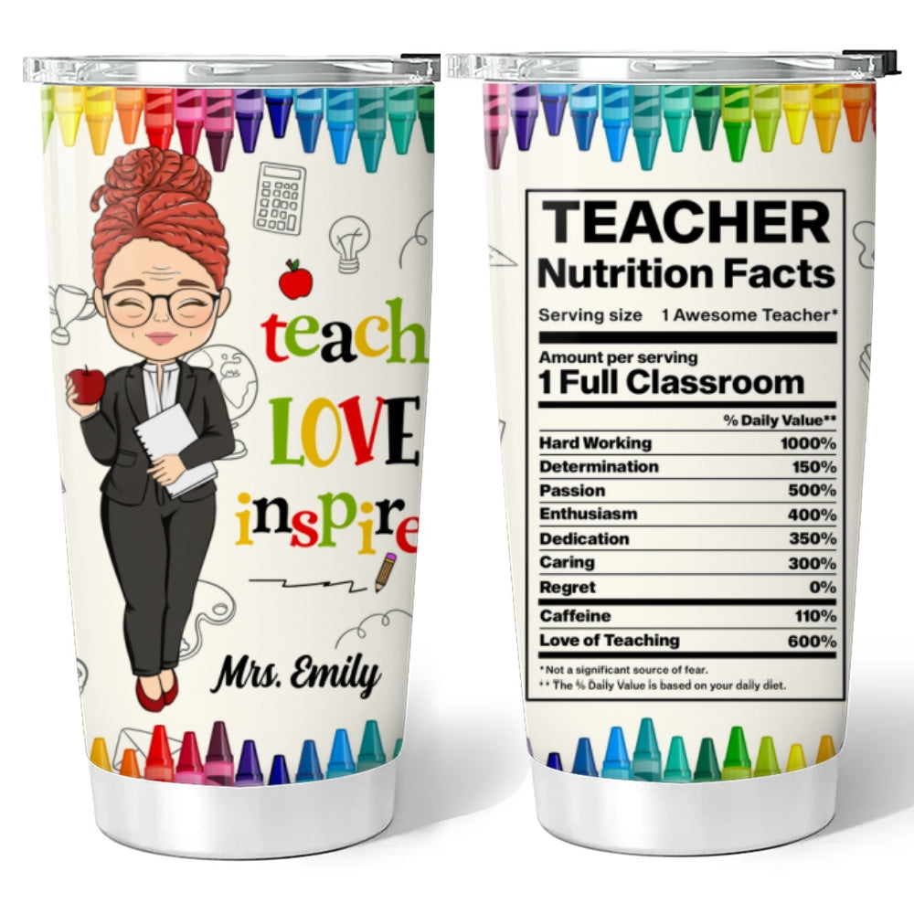 Teacher Nutrition Facts - Personalized Tumbler