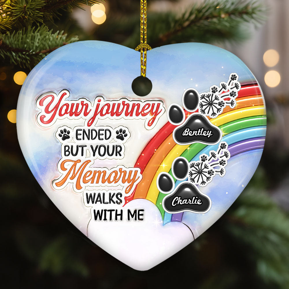 Custom Keepsake Christmas Ornament •  Your Memory Walks With Me - Personalized 3D Inflated Effect Ceramic Ornament