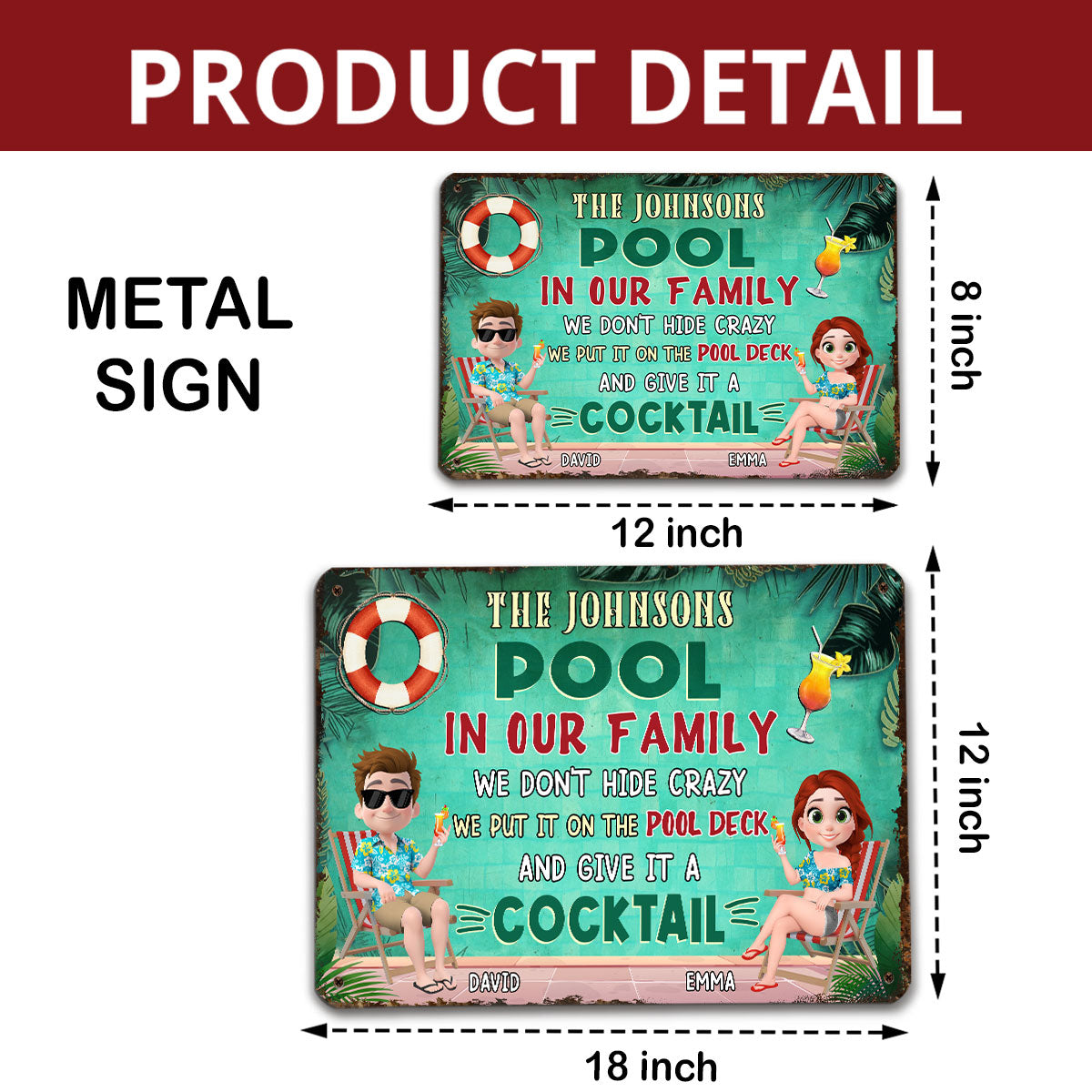 Custom Home & Wall Decor, Birthday & Christmas Gift • Our Pool - Personalized Metal Sign