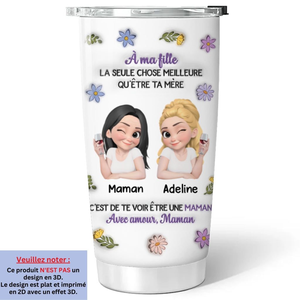 Custom Mother's Day Birthday Gifts For Daughter • Personnages Cartoon Liés Ensemble - Gobelet Personnalisé avec Effet 3D Gonflé