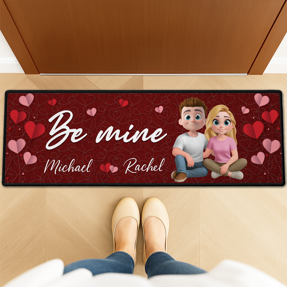 Custom Couple Rug, Anniversary Housewarming Gift For Wife Husband • Be Mine - Personalized Runner Rug