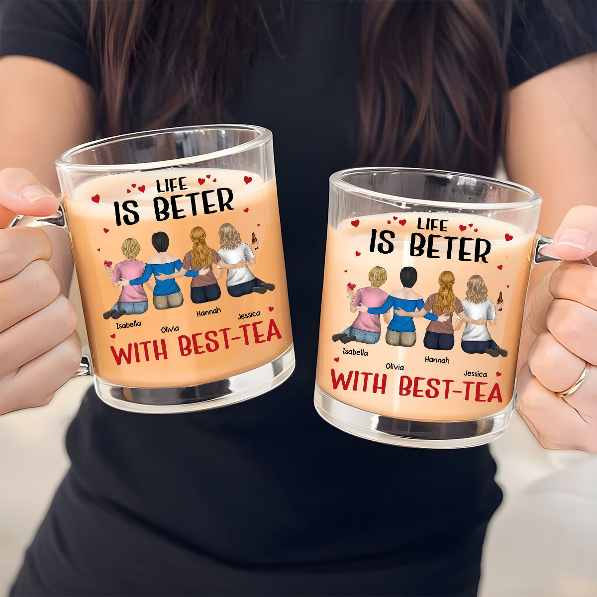 Custom Best Friend, Christmas & Birthday Friendship Keepsake Gift • Be My Best Tea - Personalized Glass Mug