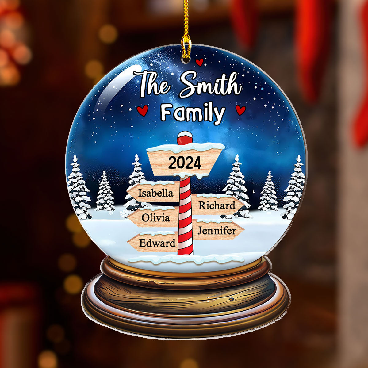 Custom Family Ornament, Christmas Gift for Family Members •  Snow Family - Personalized Acrylic Ornament