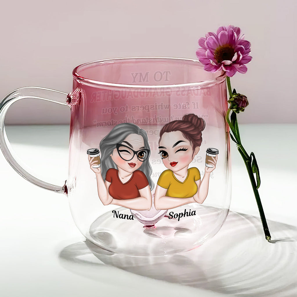 Custom Christmas & Birthday Gift for Daughter • My Brave Granddaughter - Personalized Pink Gradient Glass Mug