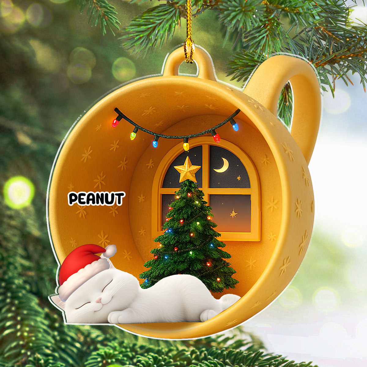 Custom Keepsake Christmas Ornament •  Sleeping Cat Cupcake - Personalized Acrylic Ornament