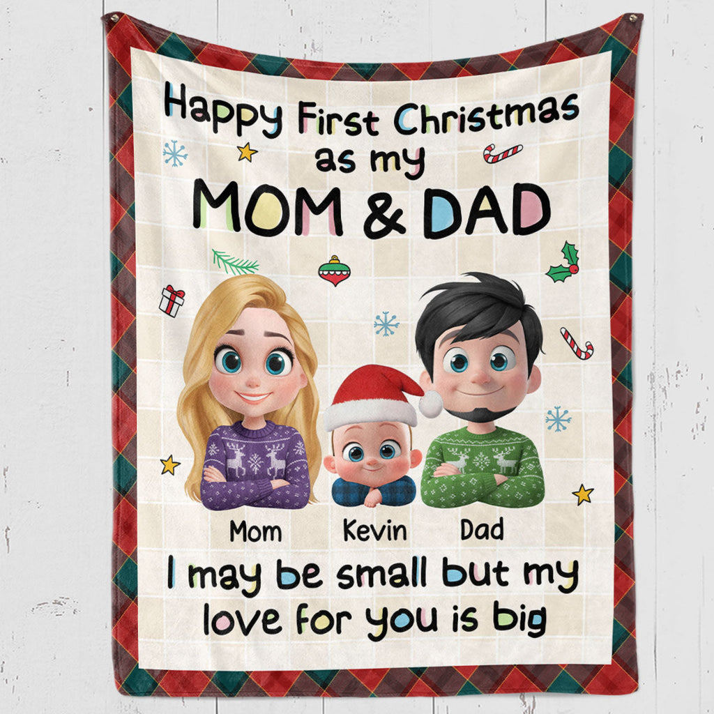 First Christmas With Mom And Dad - Personalized Fleece Blanket