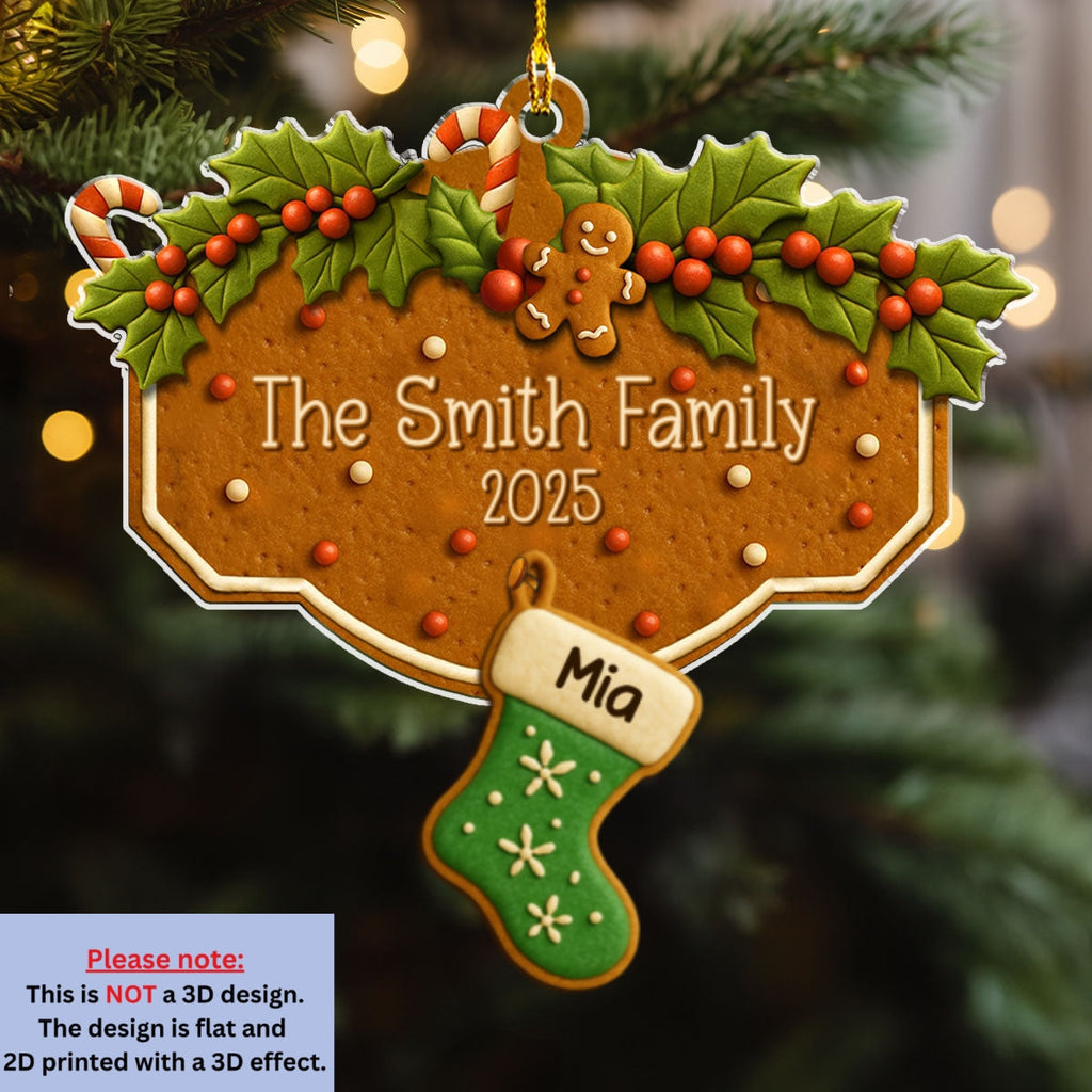 Custom Family Ornament, Christmas Gift for Family Members •  Family With Pet Cookies - Personalized Acrylic Ornament