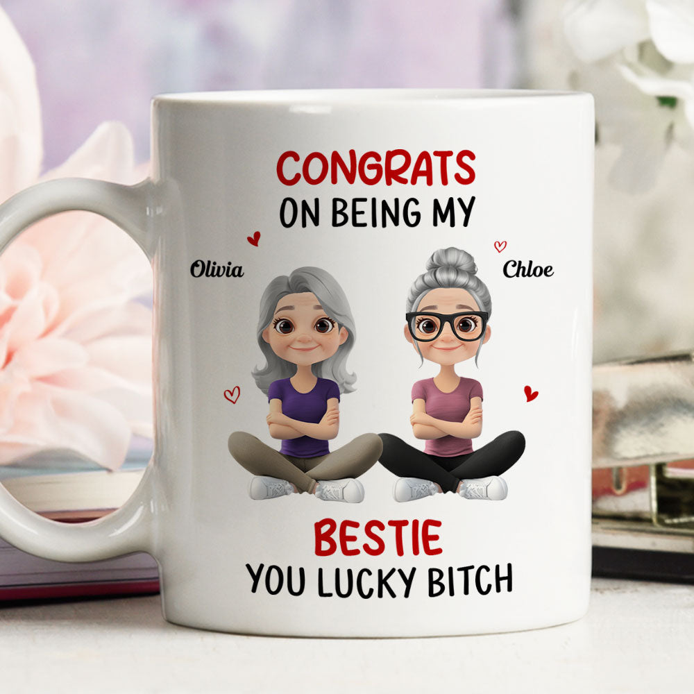 Custom Best Friend, Christmas & Birthday Friendship Keepsake Gift • Congrats My Bestie - Personalized Coffee Mug