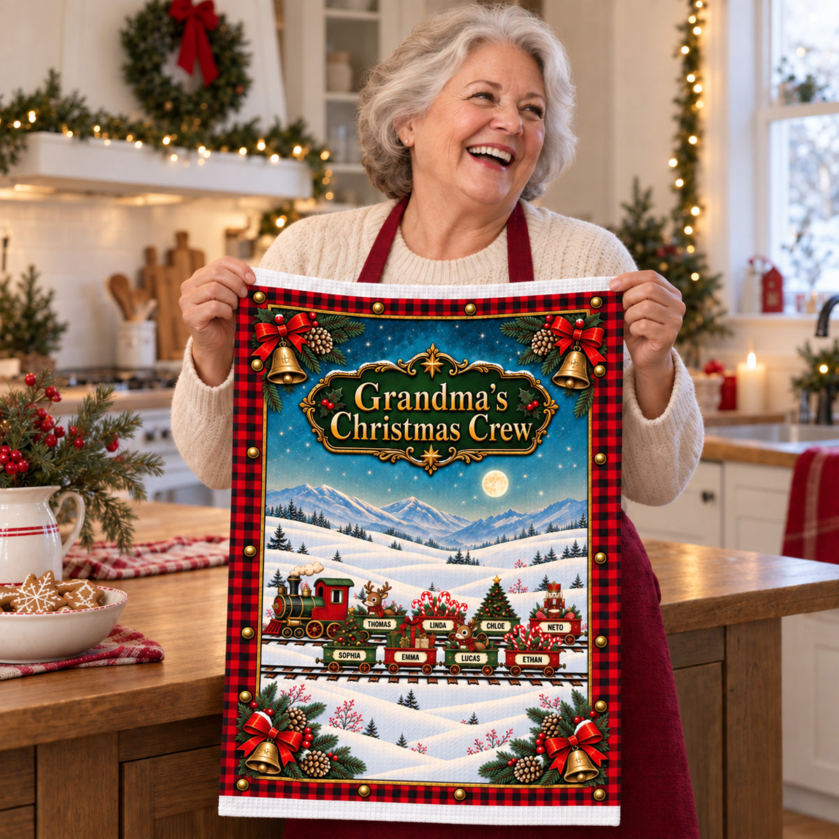 Custom Family Name Kitchen Towel, Christmas Housewarming Gift For Family • Christmas Together - Personalized Kitchen Towel
