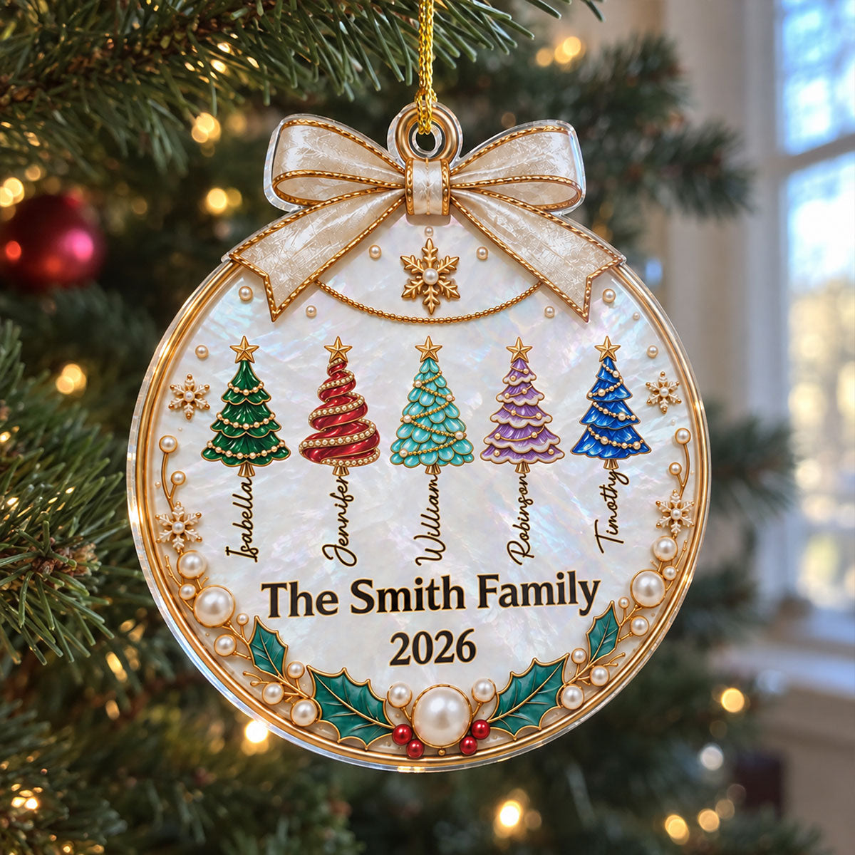 Custom Family Ornament, Christmas Gift for Family Members •  Making Christmas Memories Together - Personalized Acrylic Ornament