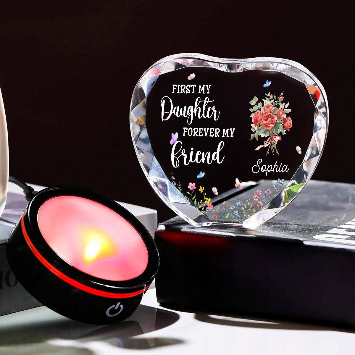 First My Daughter Forever My Friend - Personalized Crystal Led Light