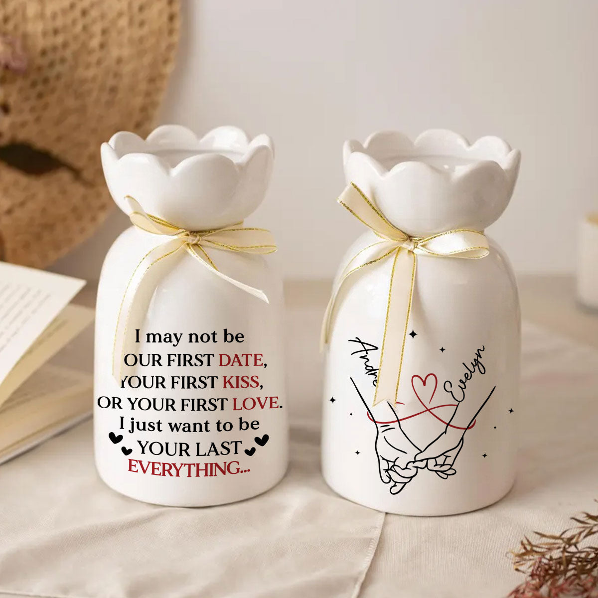 Your Last Everything - Personalized Ribbon Tie Flower Vase