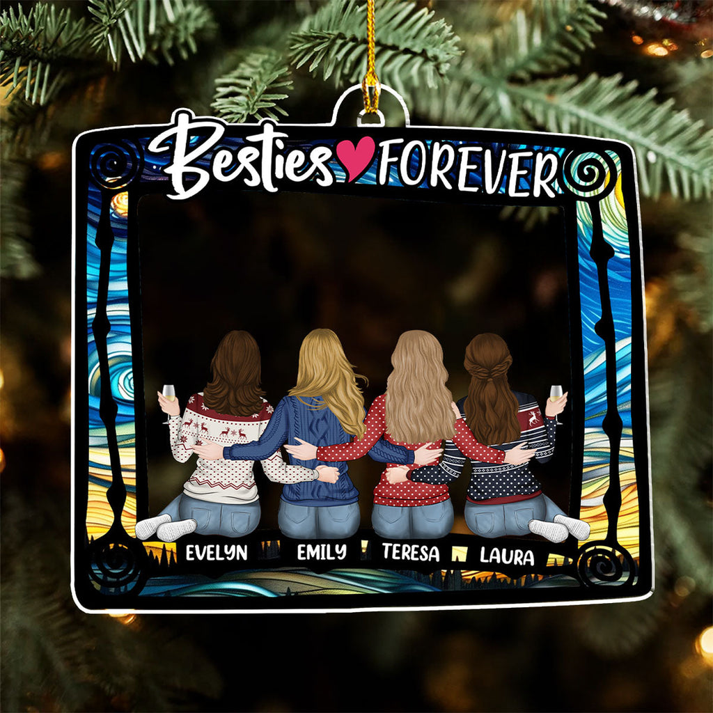 Custom Friendship Christmas Ornament, Best Friend Gift •  Besties Always And Forever - Personalized Acrylic Ornament