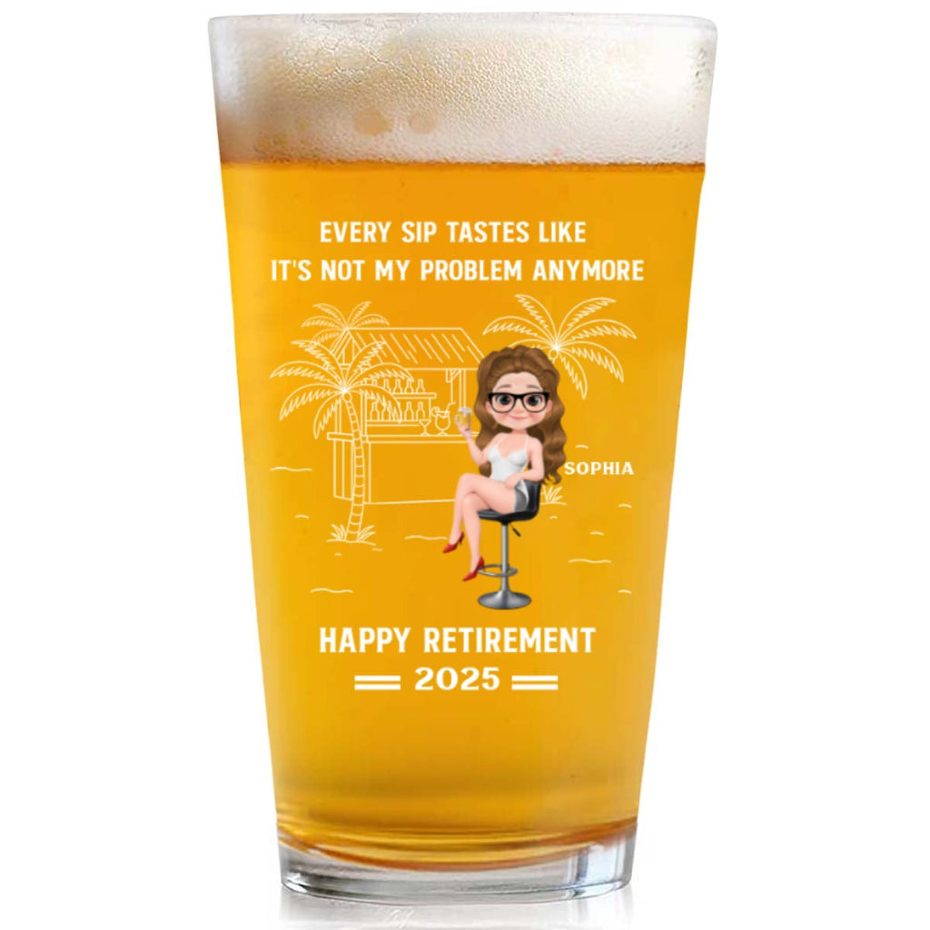 Happily Retired - Personalized Beer Glass