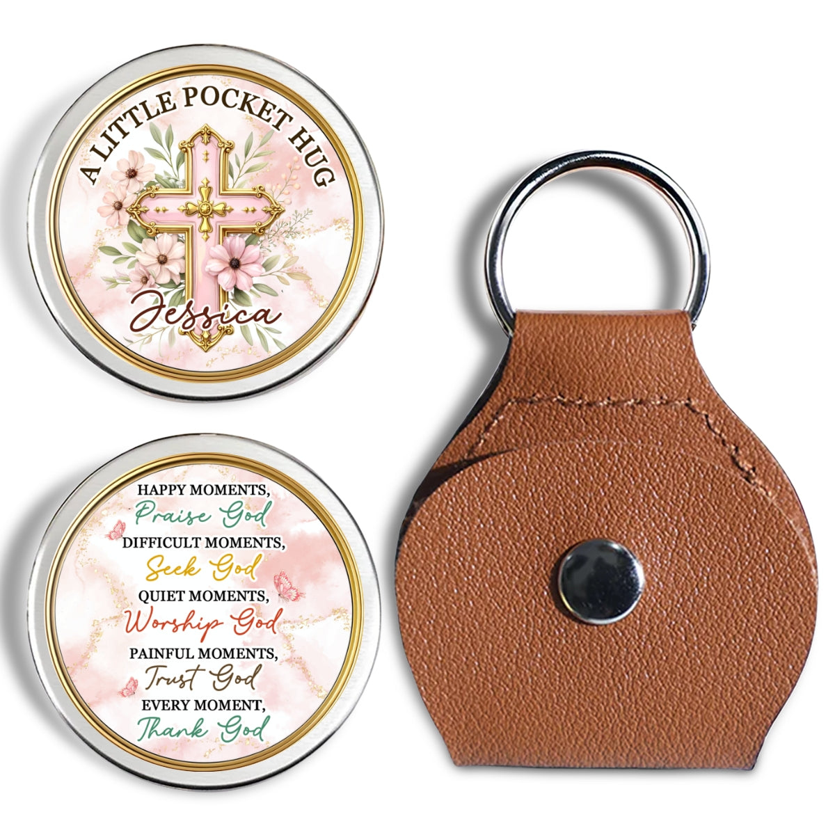 Custom Christian Coin Keychain, Faith Keepsake • Just Believe In God - Personalized Pocket Hug