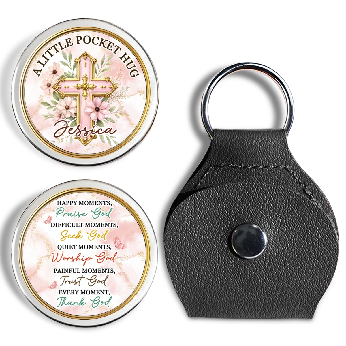Custom Christian Coin Keychain, Faith Keepsake • Just Believe In God - Personalized Pocket Hug