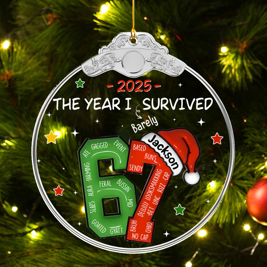 Custom Coworker Christmas Ornament, Team Appreciation Gift •  Coworker Six Seven Slang - Personalized Acrylic Ornament