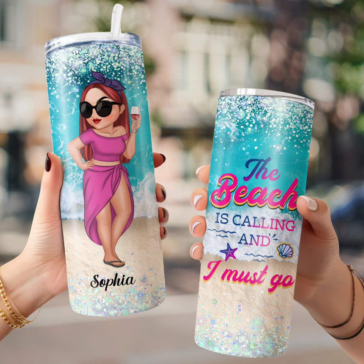 Beach Is Calling - Personalized Skinny Tumbler