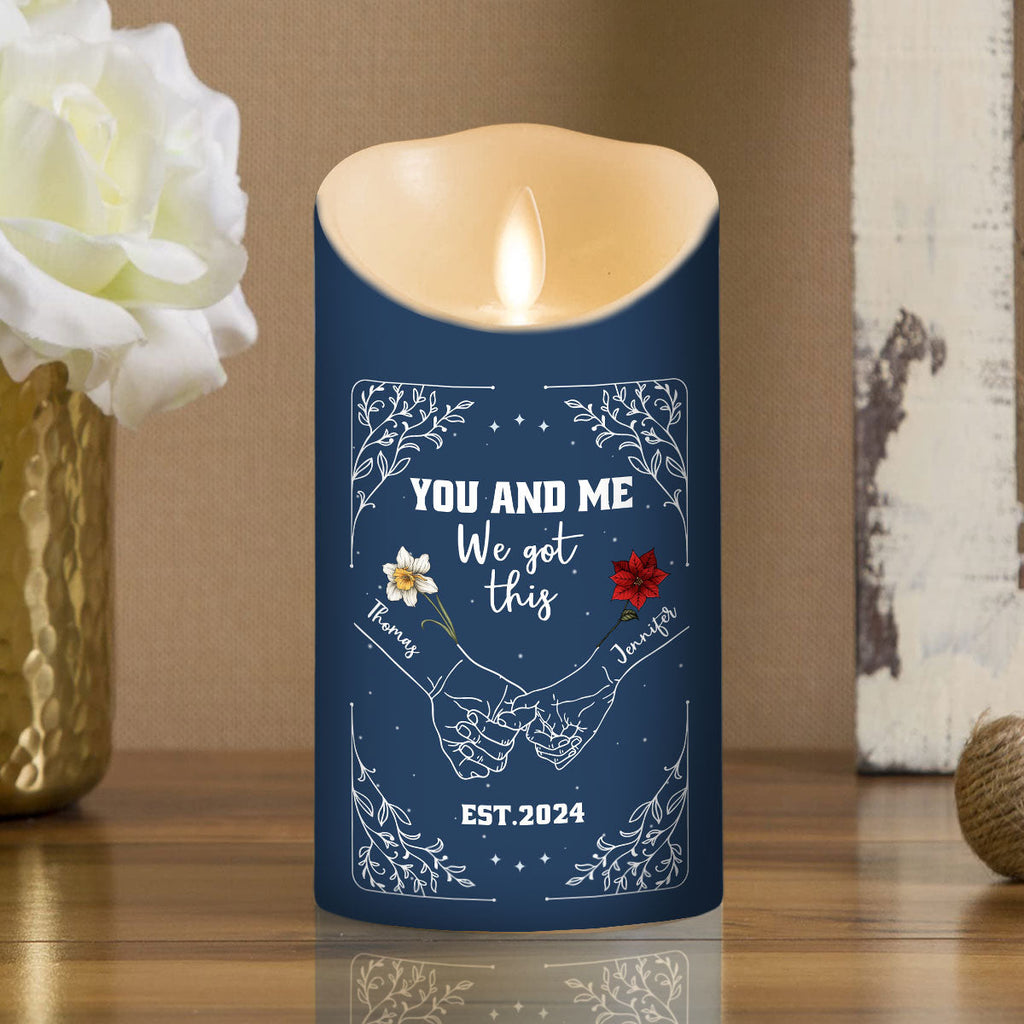 Birth Flower Hands In Hands - Personalized LED Candle