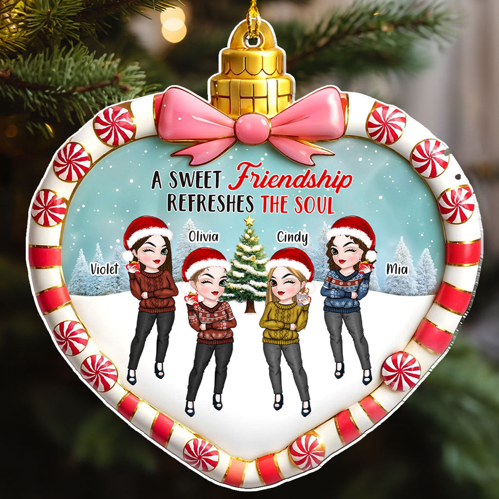 Custom Friendship Christmas Ornament, Best Friend Gift •  Sweet Friends - Personalized Acrylic Ornament