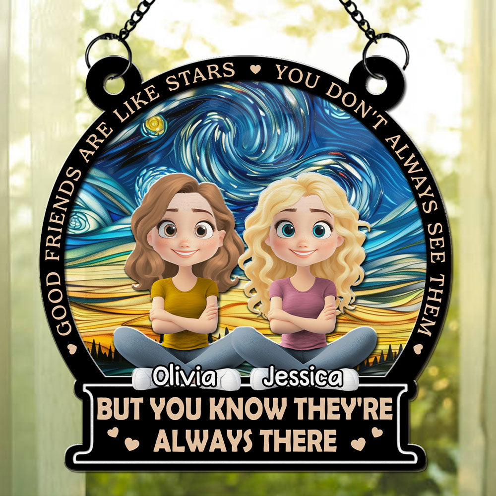 Custom Christmas Hanging Decor, for Best Friend, Friendship Gifts • Always There - Personalized Suncatcher
