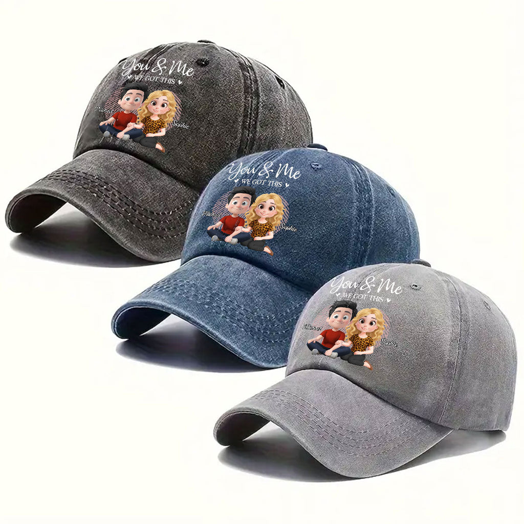 You And Me We Are Together - Personalized Vintage Washed Denim Cap