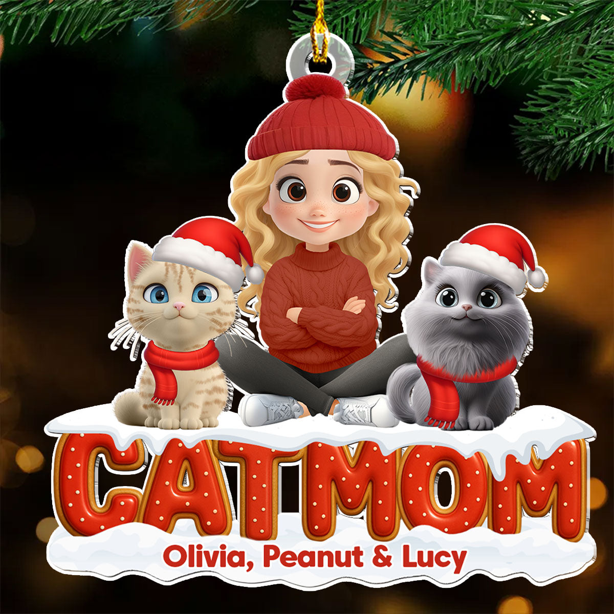Custom Keepsake Christmas Ornament •  Our Unbroken Bond Cat Ver - Personalized 3D Effect Acrylic Ornament