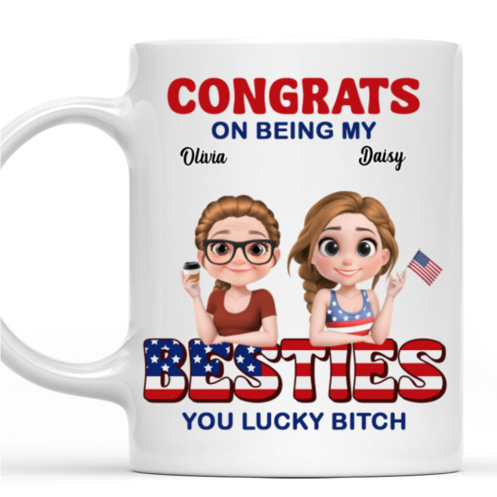 Custom Best Friend, Christmas & Birthday Friendship Keepsake Gift • American Best Friends - Personalized Coffee Mug