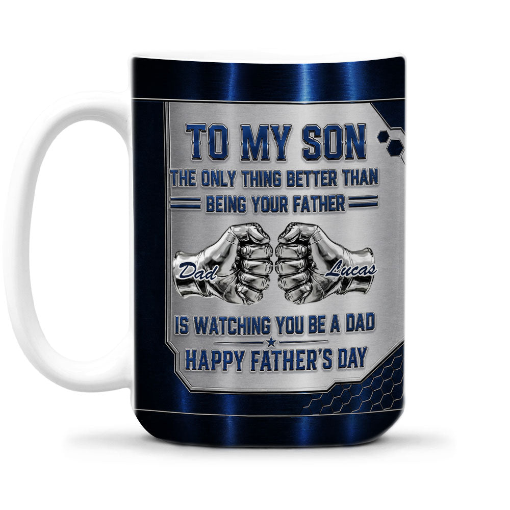 Custom Father's Day Gift For Son • Watching My Son - Personalized 3D Inflated Effect Mug