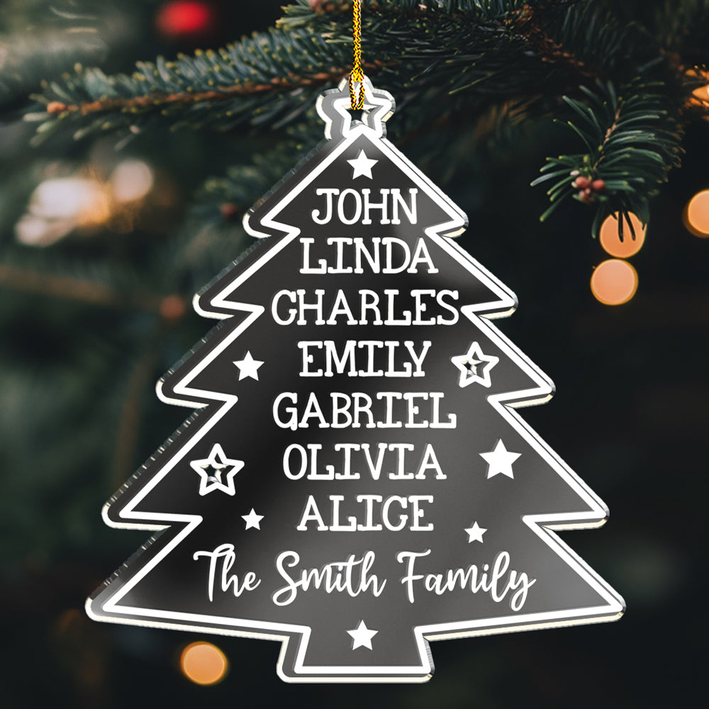 Custom Family Ornament, Christmas Gift for Family Members •  Christmas Tree Family Names - Personalized Mirrored Acrylic Ornament