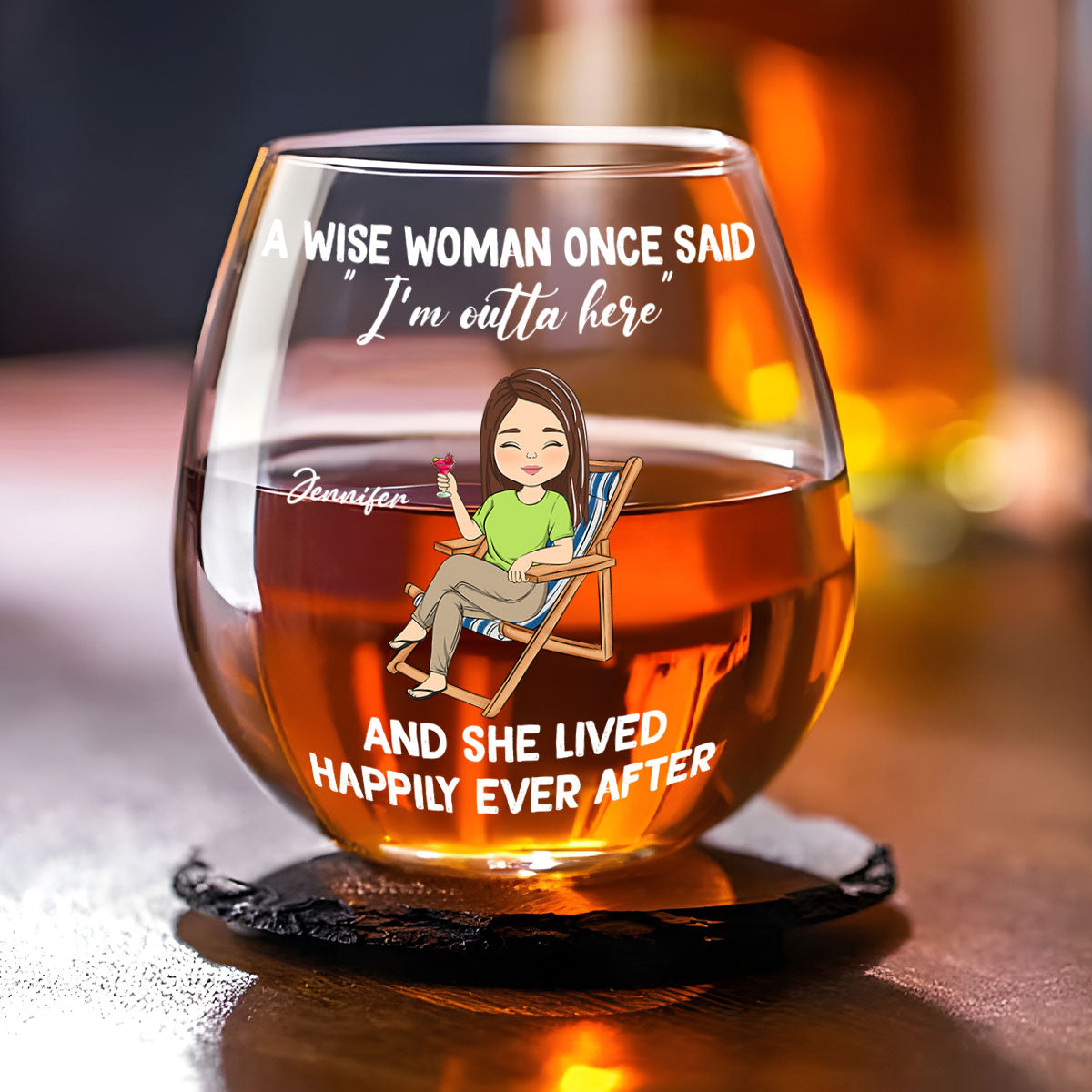 I Am Outta Here Happy Retirement - Personalized Wine Glass