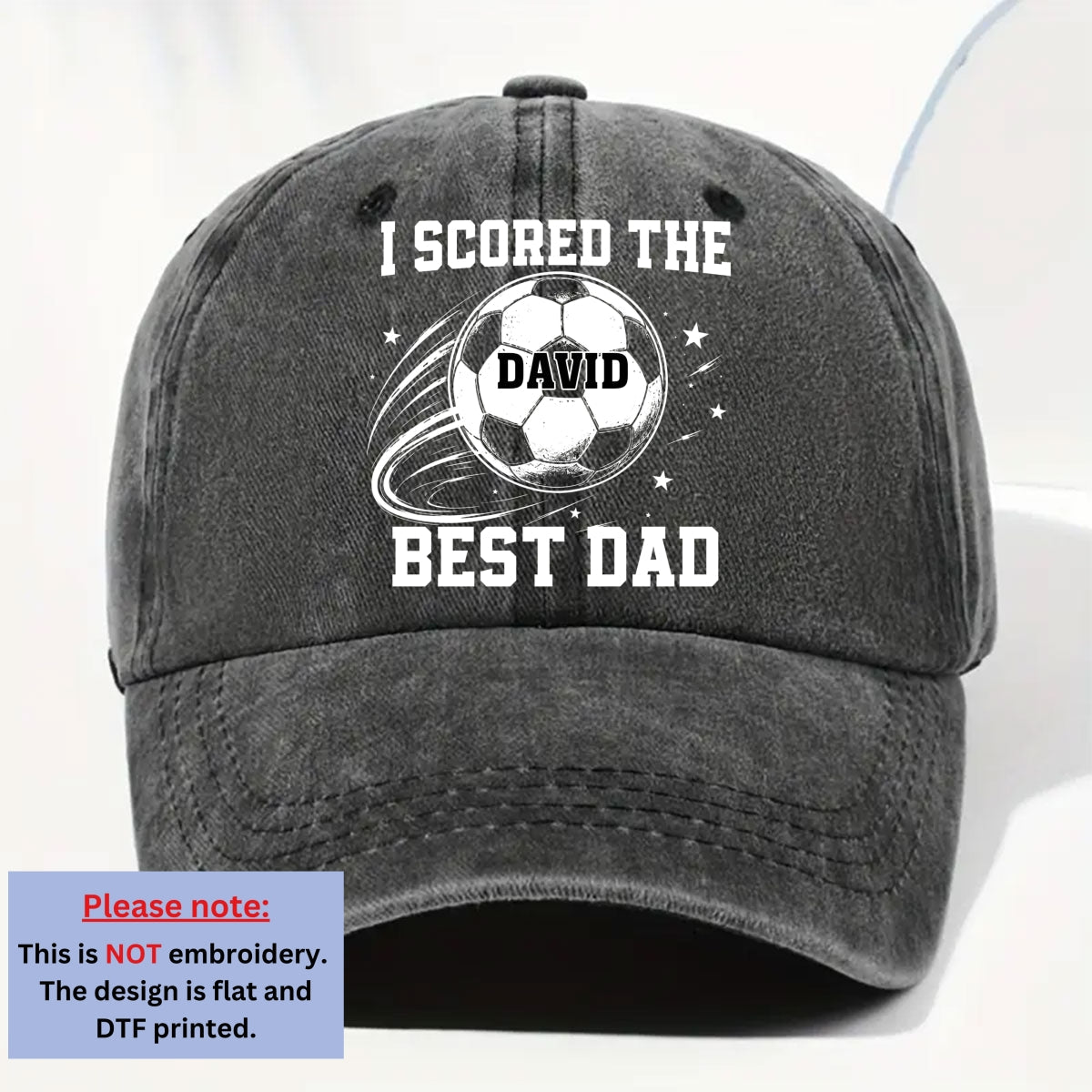 Custom Father's Day Christmas Birthday Gifts for Dad • Soccer Daddy - Personalized Vintage Washed Denim Cap